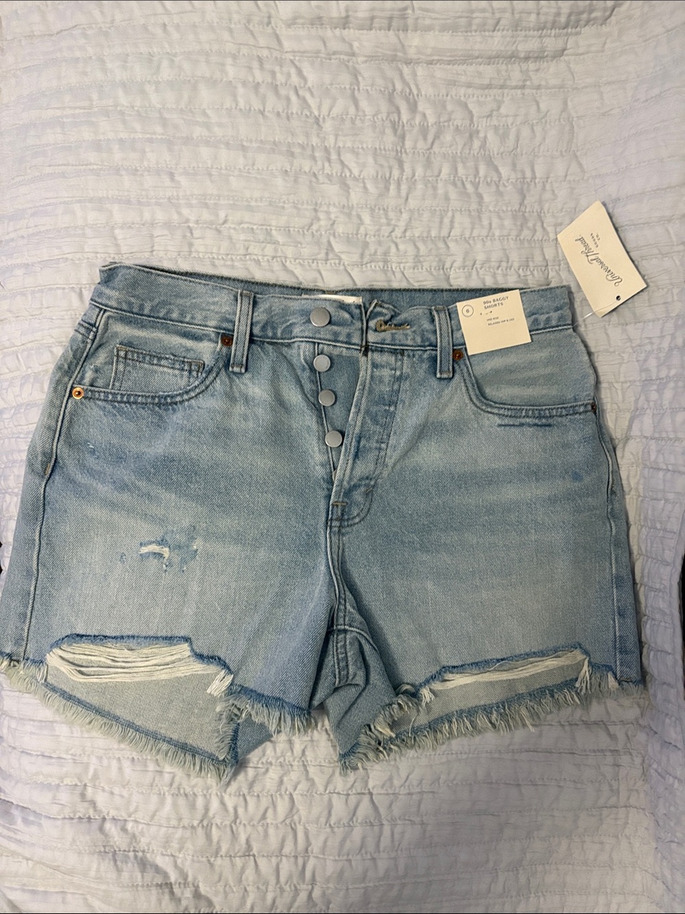 Universal Thread Light Blue Distressed High-Rise Denim Shorts